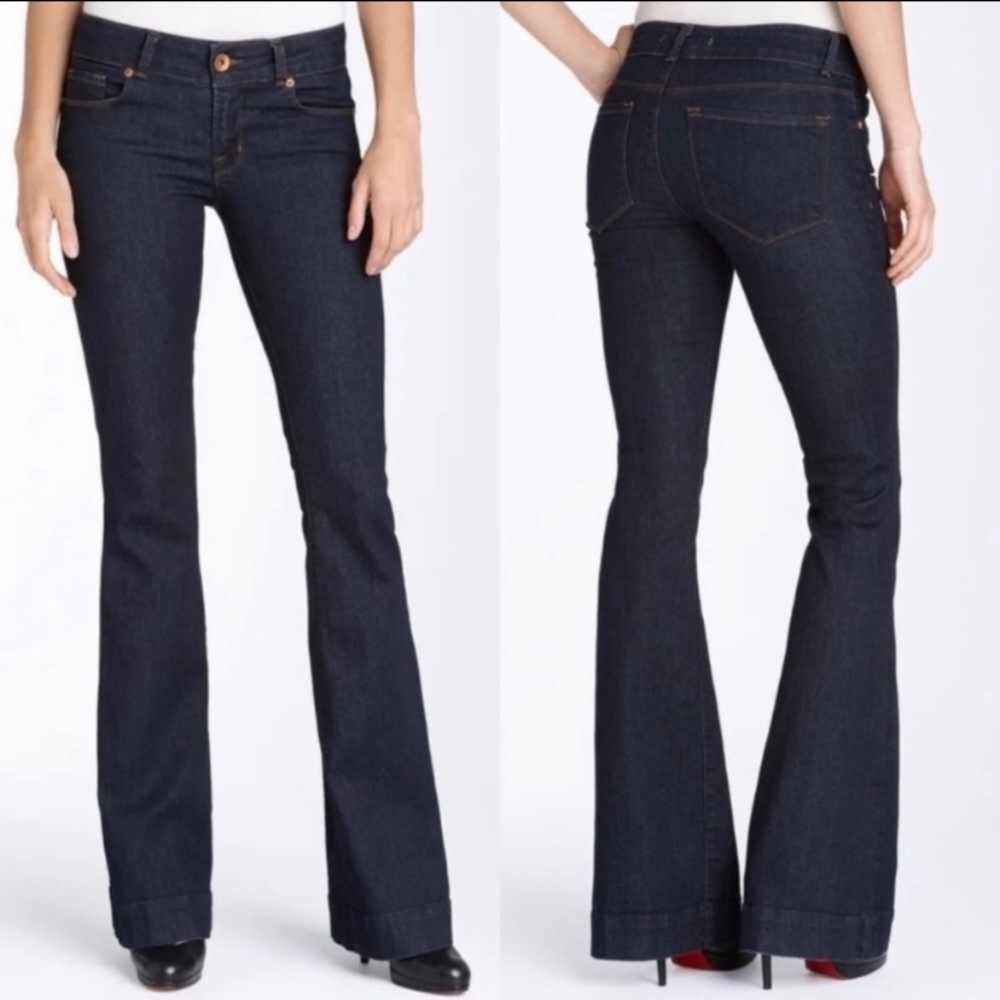 J BRAND "LoveStory" Moscow darkwash flare jeans trouser bell bottoms 29x35L TALL